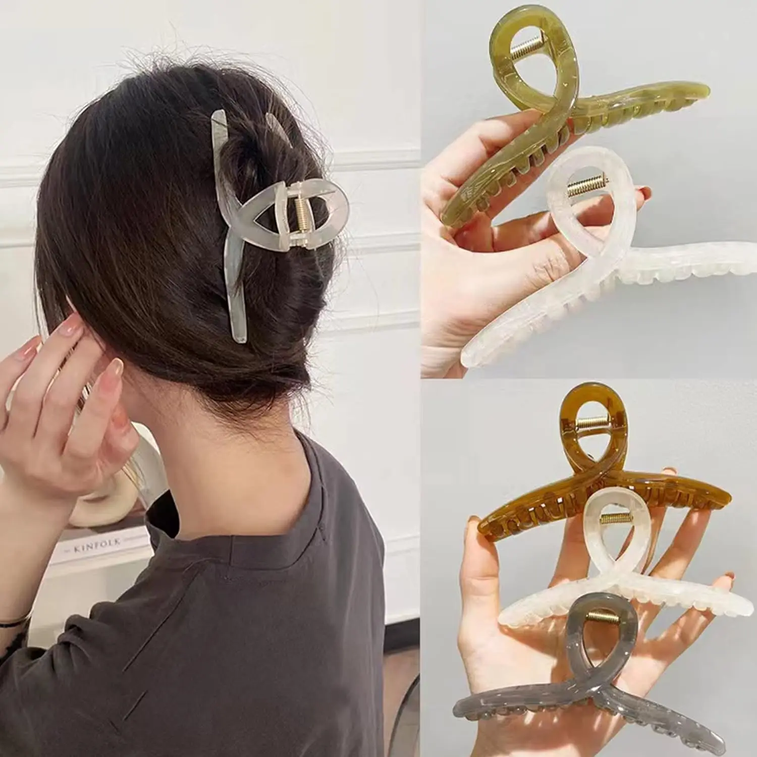 

Mixed Large Metal Hair Claw 4.5 Inch Nonslip Hair Clips for Women