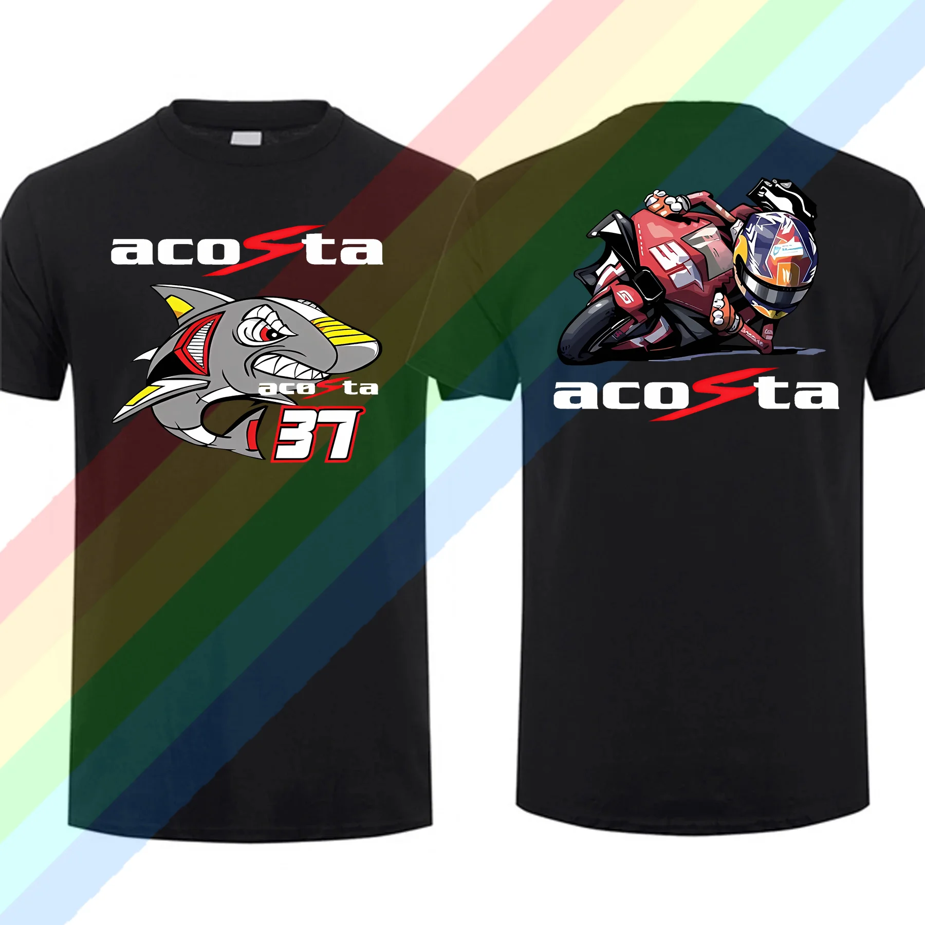 2025 جديد بيدرو أكوستا 37 القرش GP سباق تي شيرت الرجال قصيرة الأكمام مغامرة عادية الأبيض الهيب هوب دراجة نارية المحملة موتو #2