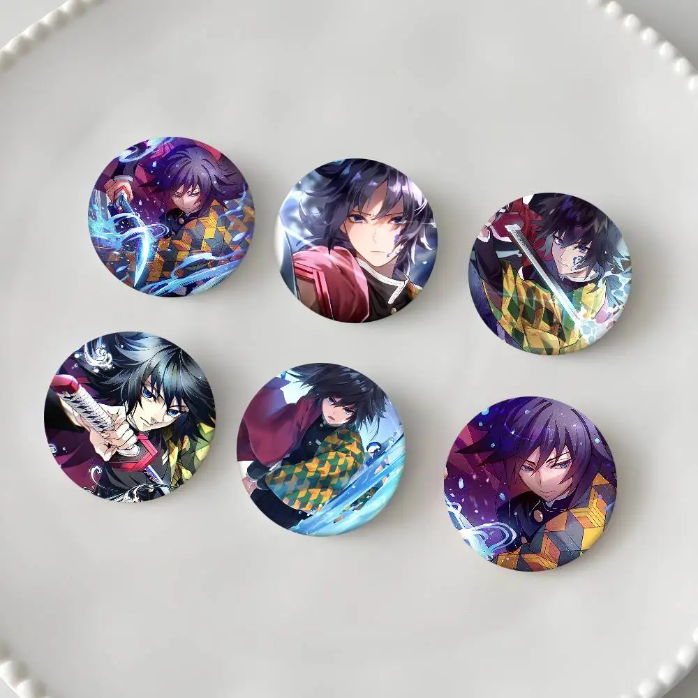 Anime Demon Slayer Tomioka Giyuu Badges Round Badge Tinplate Coin Brooch Clothing Backpack Accessories Lapel Pin view 5