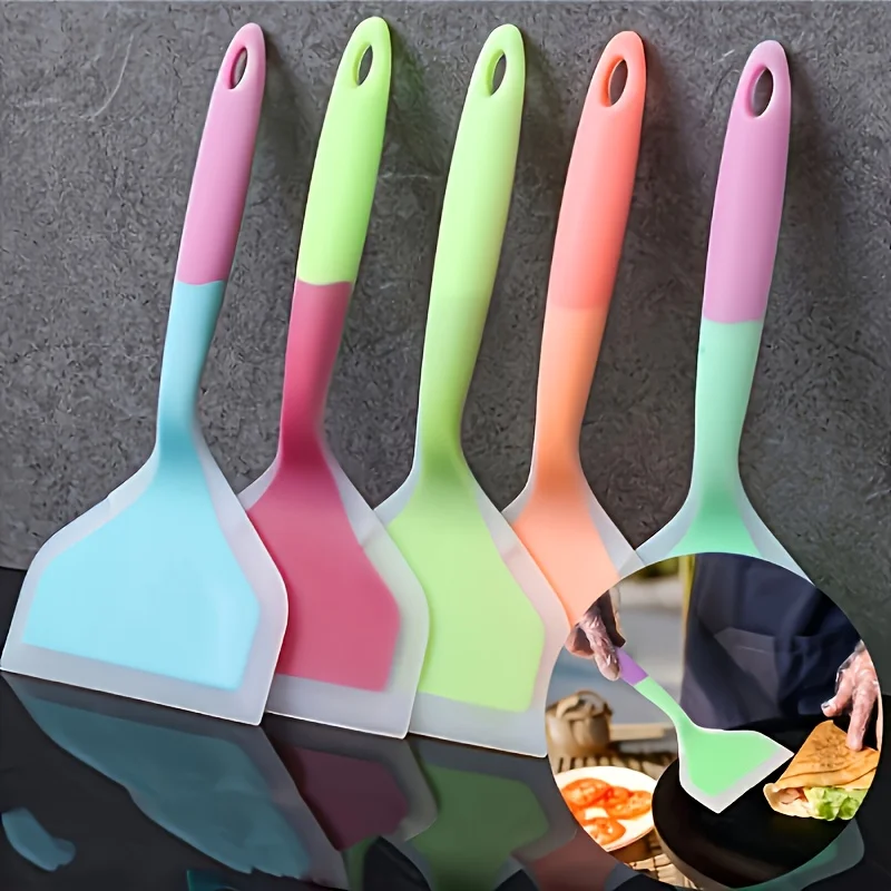 Four-color multifunctional silicone spatula - Anti-stick and high-temperature resistant，Suitable for cooking、Stirring and Grilli