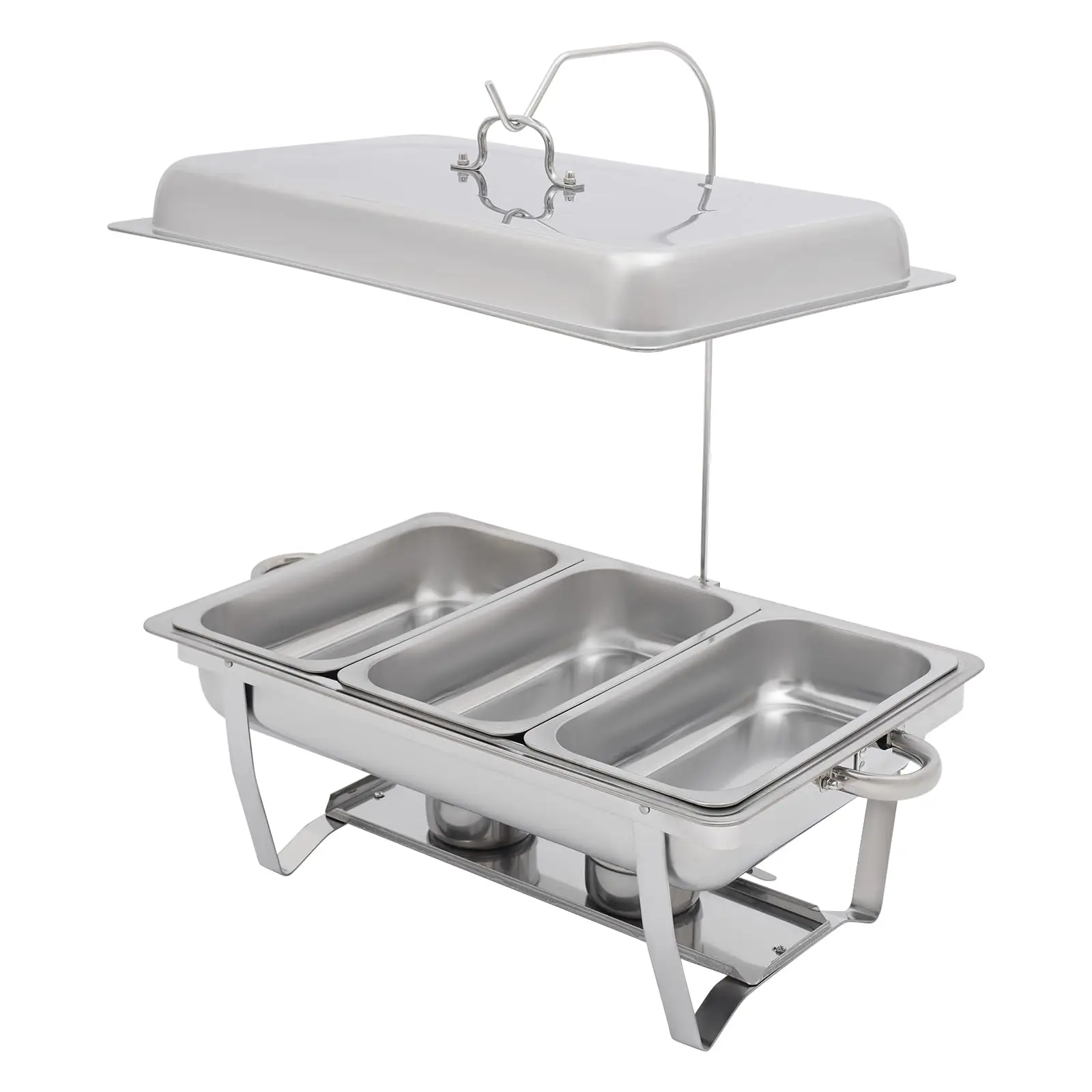 

Набор жаропрочных блюд, обеденная плита с 3 отделениями из нержавеющей стали, квадратная обеденная плита, 2,05*13,98 дюйма, буфетная плита с откидной крышкой 9 л