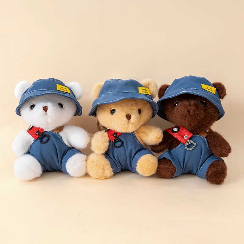 15 cm Kawaii Bär Schlüsselbund Cartoon Nette Puppe schlüsselring Gefüllte Bär Rucksack Tasche Auto Plüsch Anhänger Mädchen Spielzeug