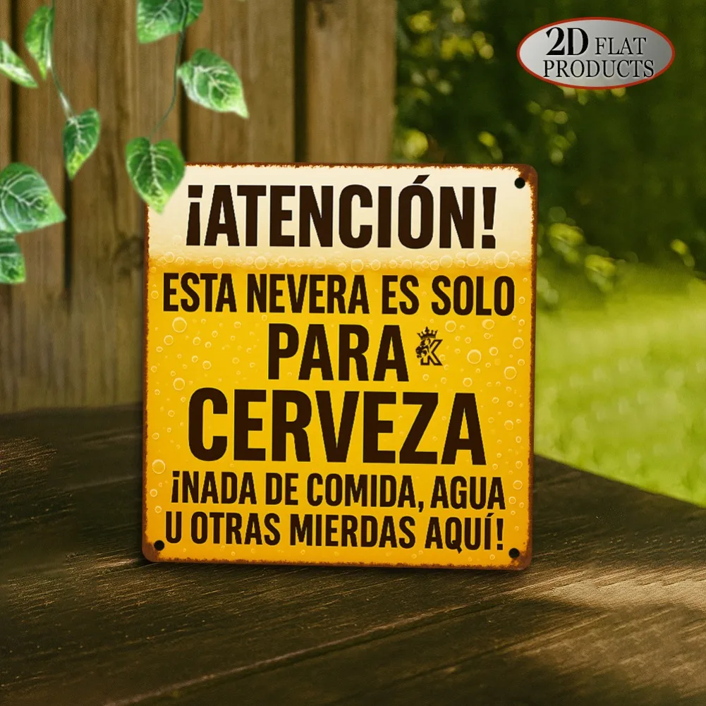 1pc 2D Flat Vintage Metal Aluminum Sign - Spanish Beer 