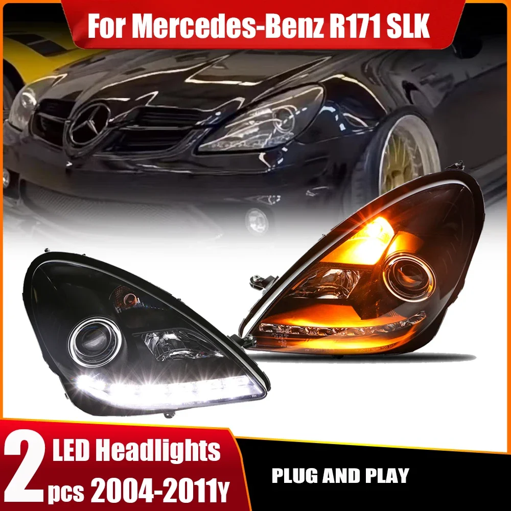 Head Lamp for Benz SLK R171 LED Headlight 2004-2011 Headlights SLK R171 DRL Turn Signal High Beam Angel Eye Projector Lens