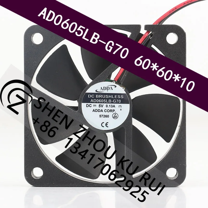 Original Taiwan ADDA DC 5V 0.13A AC EC 6010 60X60X10MM 6CM 2-wire ultra-thin CPU converter AD0605LB-G70 cooling fan