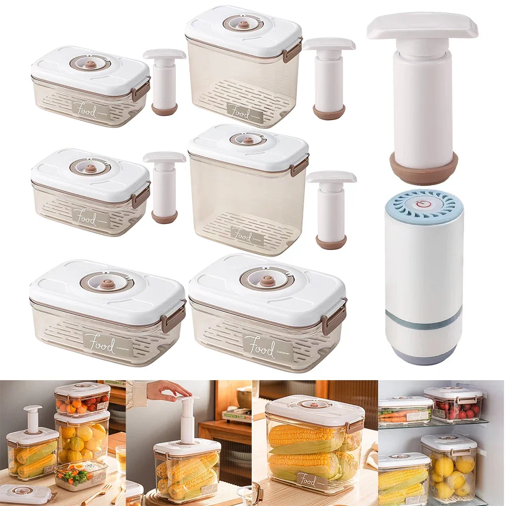 Vacuum Food Storage Box Food Dispenser Large Capacity Marinade Container Fresh-Keeping Multifunction for Meat Fruits Vegetables