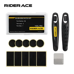 10 Pcs Bike Glueless Chip Patches Kit Tyre Tire Lever Wheel Repair Tool MTB Glue Free Cold Patch Sealant Fix Bicycle Accessories