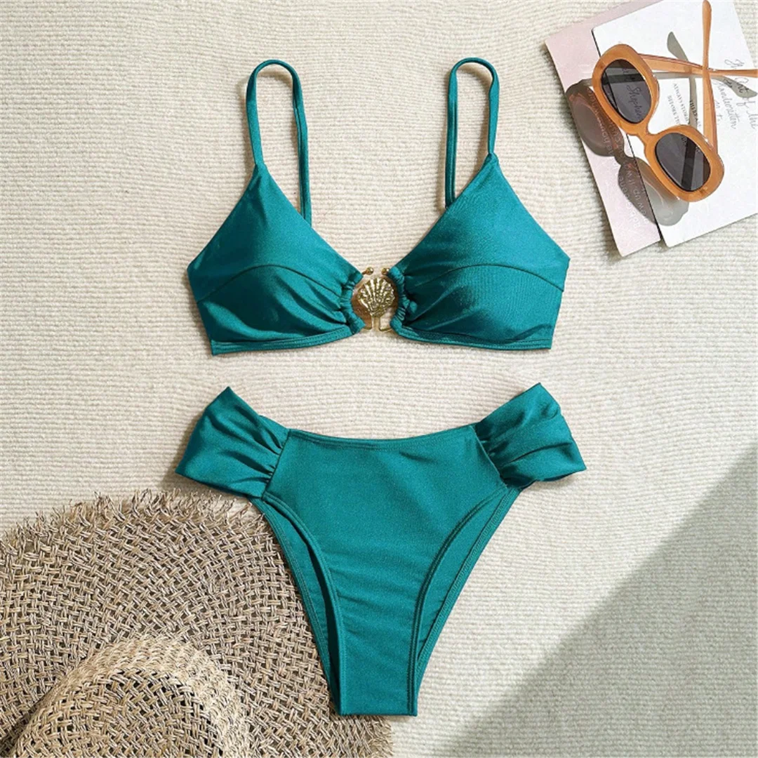 S - XL, 7 Farben, hoch geschnittener Bikini, Damen-Badeanzug, zweiteiliges Bikini-Set, gepolsterter Badeanzug, Badebekleidung, Modell V7117. – Detail 13