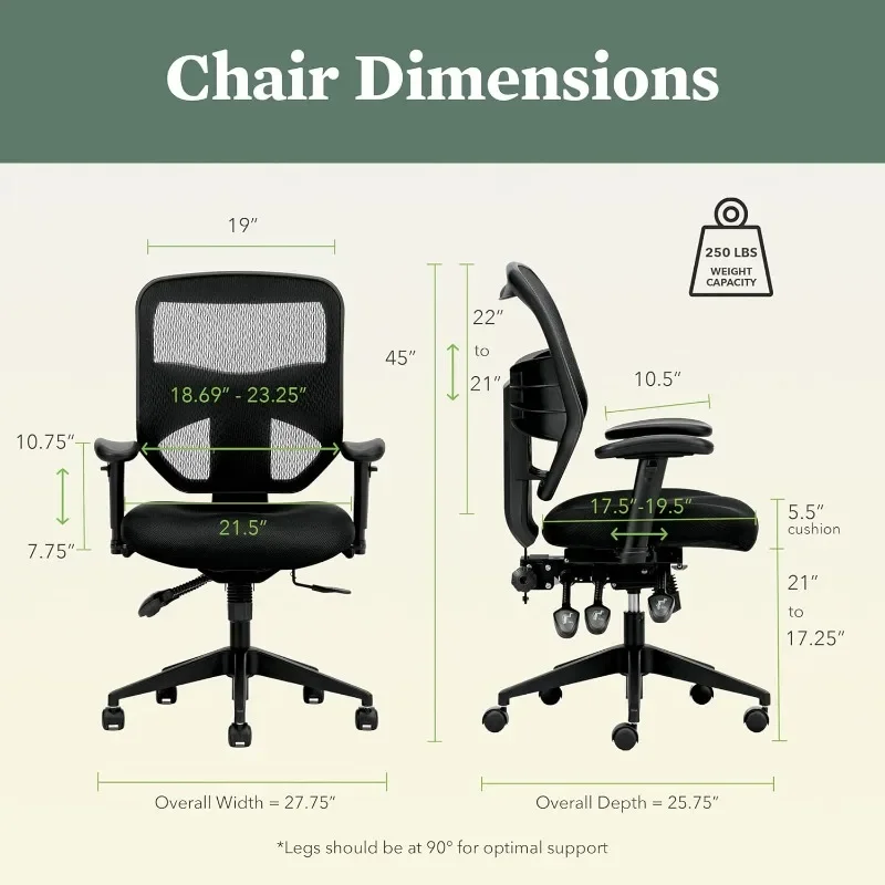 Kursi belakang jala terkemuka, kontrol tidak sinkron kursi kantor ergonomis