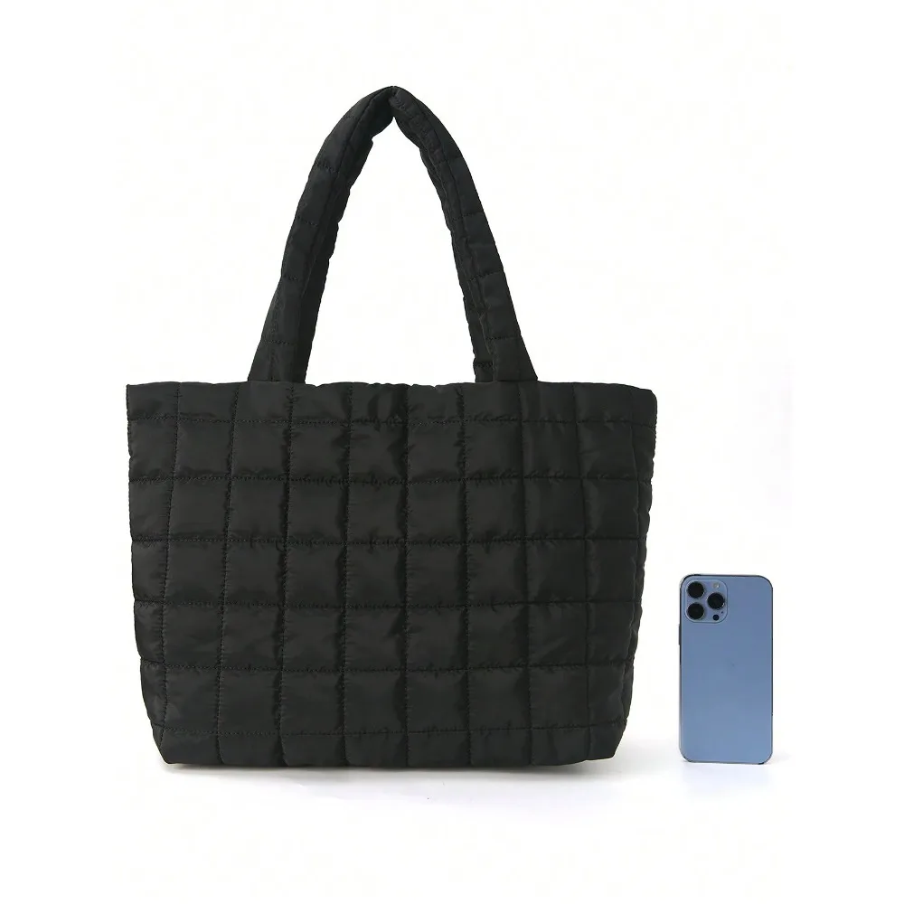 1 Pc Minimalist Quilted Puffy Tote Bag, Large Capacity Crossbody Bag, Trendy Padded Shoulder Bag For Women For Daily Commute image 6