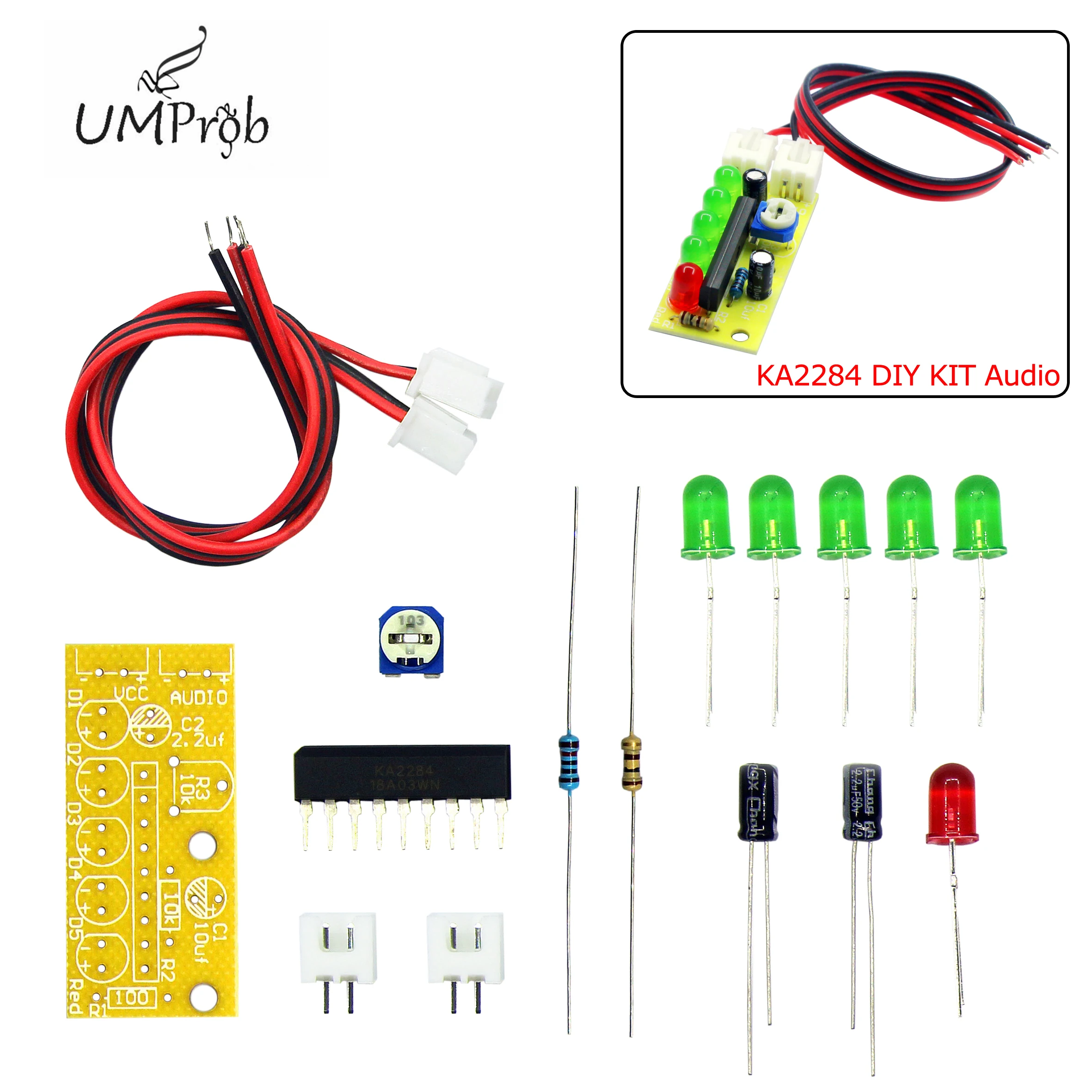 

3.5-12V KA2284 DIY KIT Audio Level Indicator Suite Trousse DIY Electronic Kit Parts 5mm RED Green LED Level Indicating