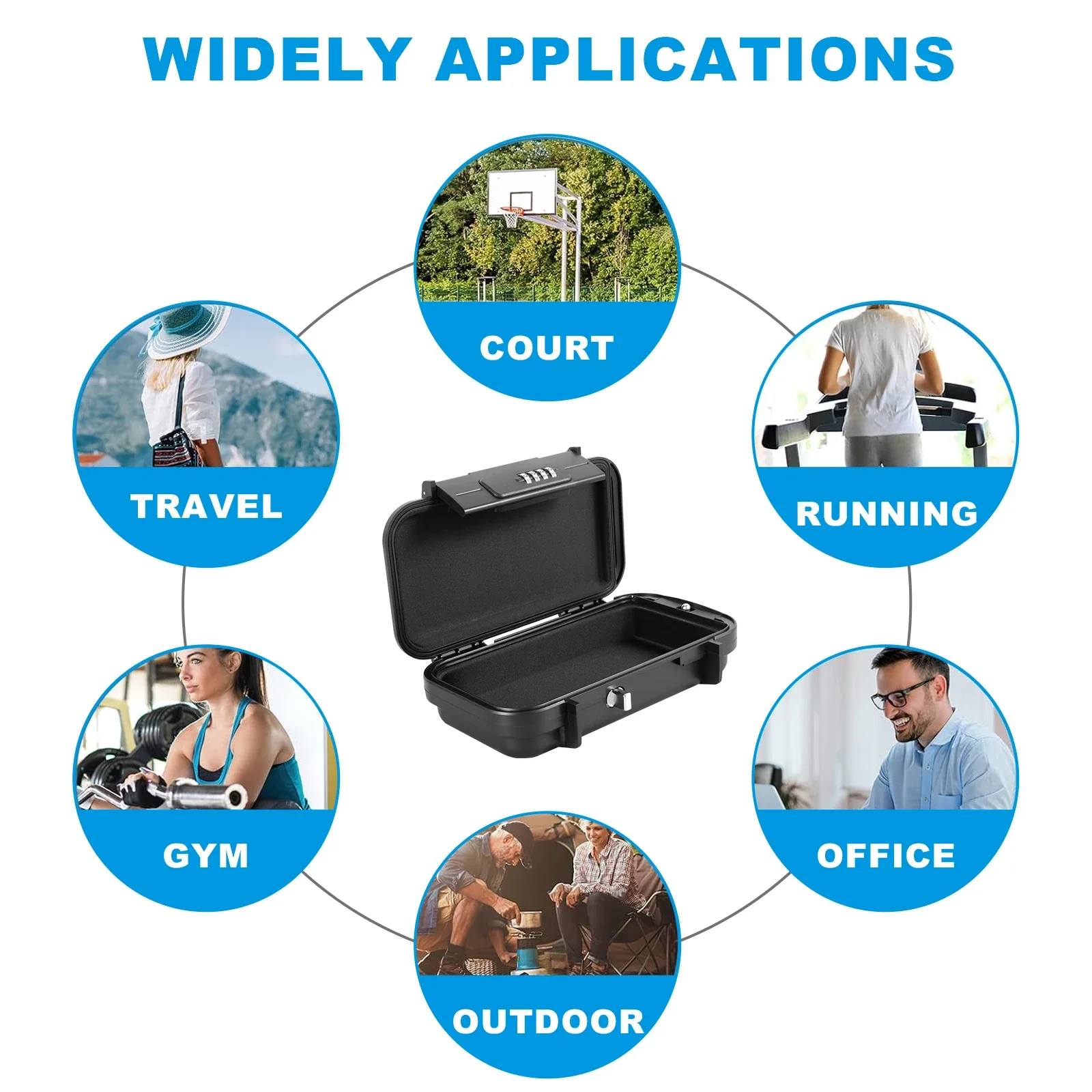 Portable Safe Box 4 Digit Combination Security Case LockBox with Removable Wire Rope Large Capacity Waterproof Security Lockbox