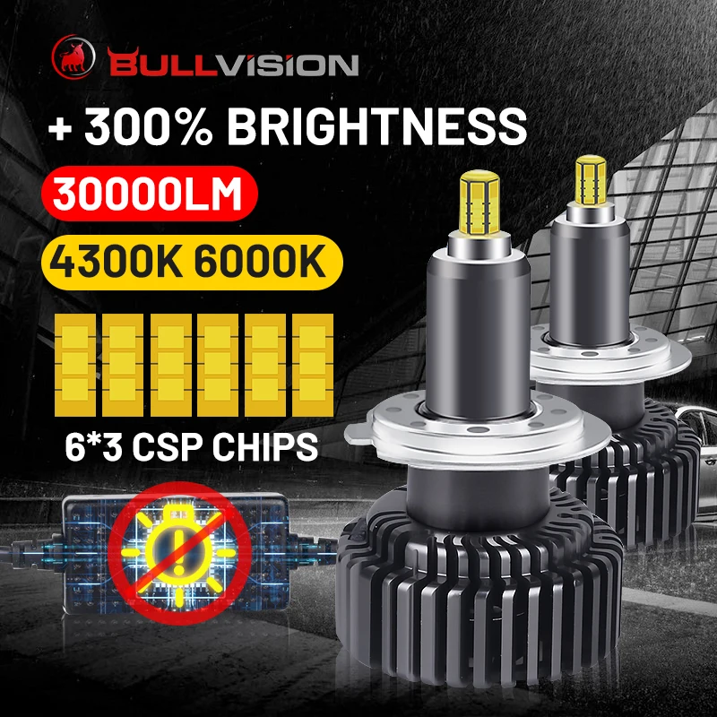 

H11 LED Headlights 30000LM 360 CSP Chip Canbus No Error H1 H7 9012 HIR2 4300K 6000K HB3 HB4 H8 H9 9005 9006 For Audi BMW VW Ford