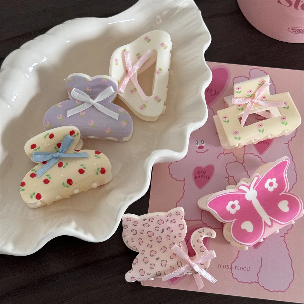 النمط الفرنسي الاكريليك مشبك شعر صغير كليب دبوس الشعر الحلو القوس مشبك شعر النساء الفتيات أنيقة لطيف مشبك شعر السلطعون نمط الملحقات #3