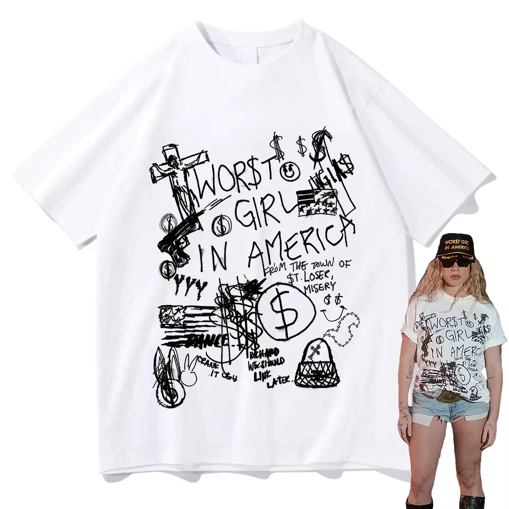 Slayyyter WOR$T GIRL IN AMERICA T Shirt 2026 Women/men Clothing Cotton Clothes Graphic Tops for Gifts Hight Quality T Shirts