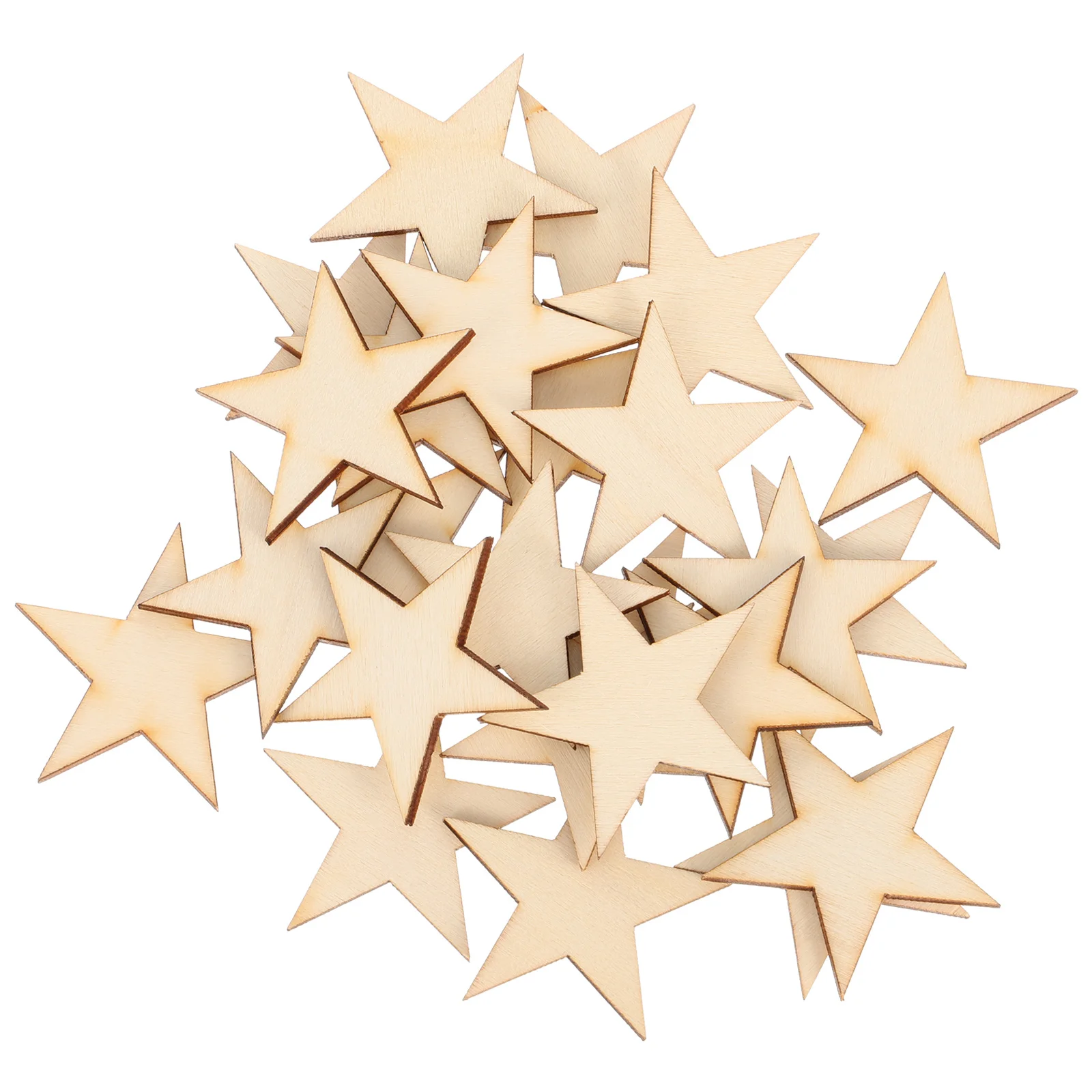 50 pcs Wooden Star Cutout 40Mm Unfinished Wood Chips For Crafts Diy Decoration Game Prop Kids School Activities Wood Cutouts