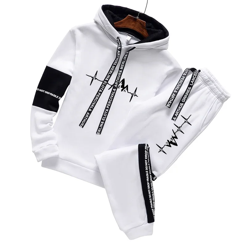 2024 Mens Tracksuit Casual Classic Hooded Sweatshirt Jogging Clothing High Quality Simplicity Versatile Printing Tops Pants Suit