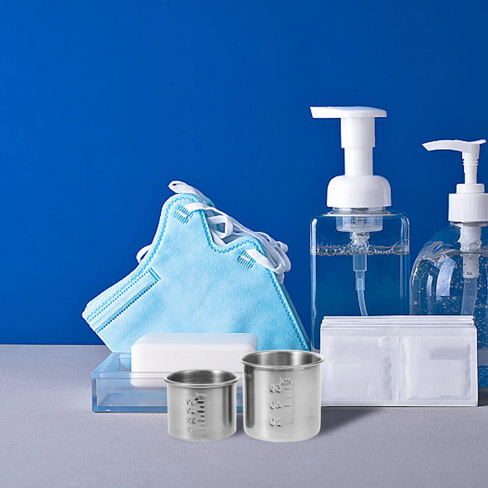 

2pcs Stainless Steel Measuring Cups Thickened Medicine Cup For Liquid Medicine Hospital Use Metal Storage Holder