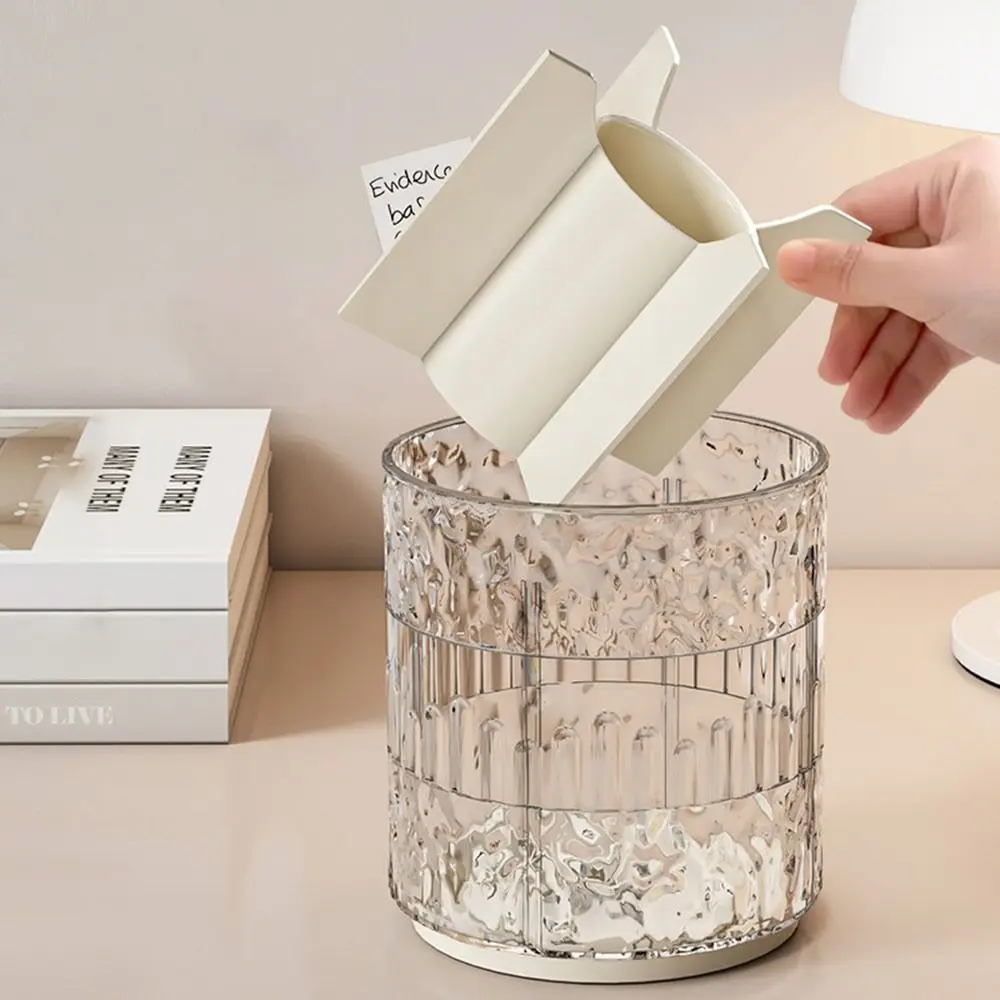 Durable Rotatable Pen Holder Transparent Removable Pencil Case Large Capacity Makeup Brush Storage Bucket