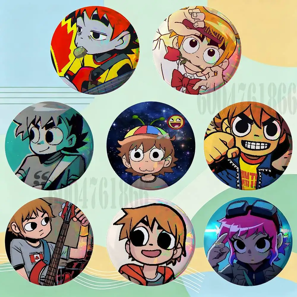 S-Scott Pilgrim Badges Round Nijigen Otaku Culture IP peripheral products 58mm 44mm 32mm 75mm 25mm Mini