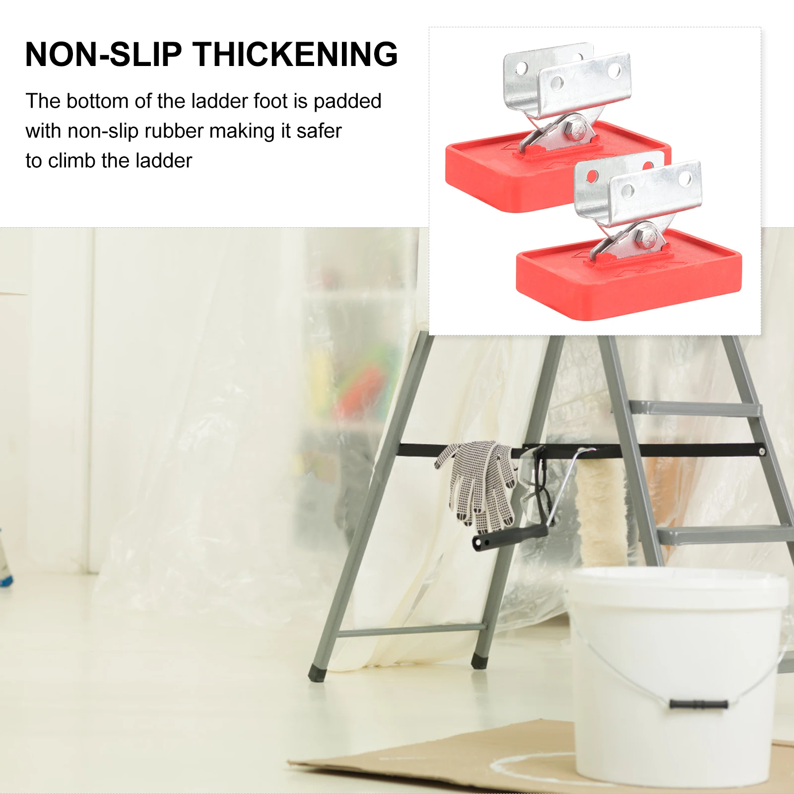 

2pcs Ladder Feet Pad Replacement Non Slip Rubber Stability Foot Cover Safety Mats for Heavy Duty Extendable Ladders Furniture