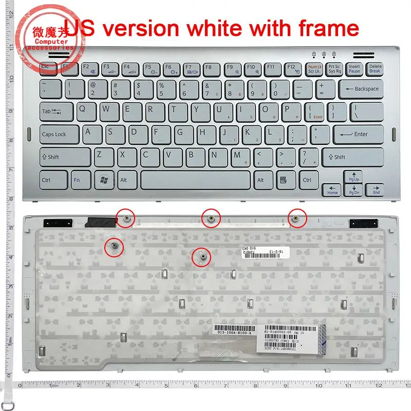 

New English laptop Keyboard for SONY SR16/S SR18/J SR18/Q VGN-SR1CW SR39D/J SR39D/Q SR3CW/B SR3S1 SR45H US Layout