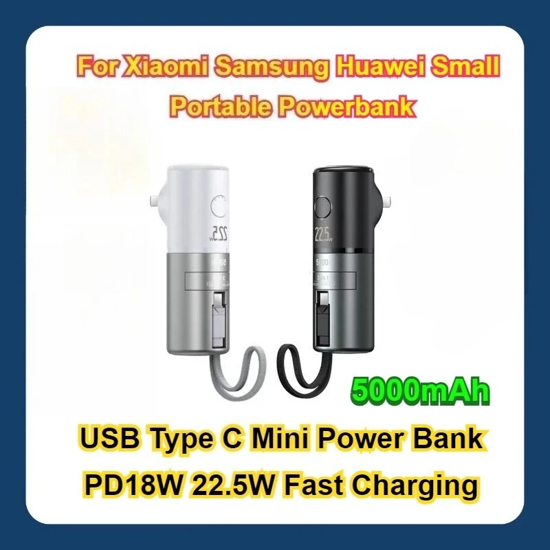 

Для Xiaomi Samsung Huawei небольшой портативный внешний аккумулятор USB Type C Mini Power Bank PD18W 22,5 Вт быстрая зарядка 5000 мАч
