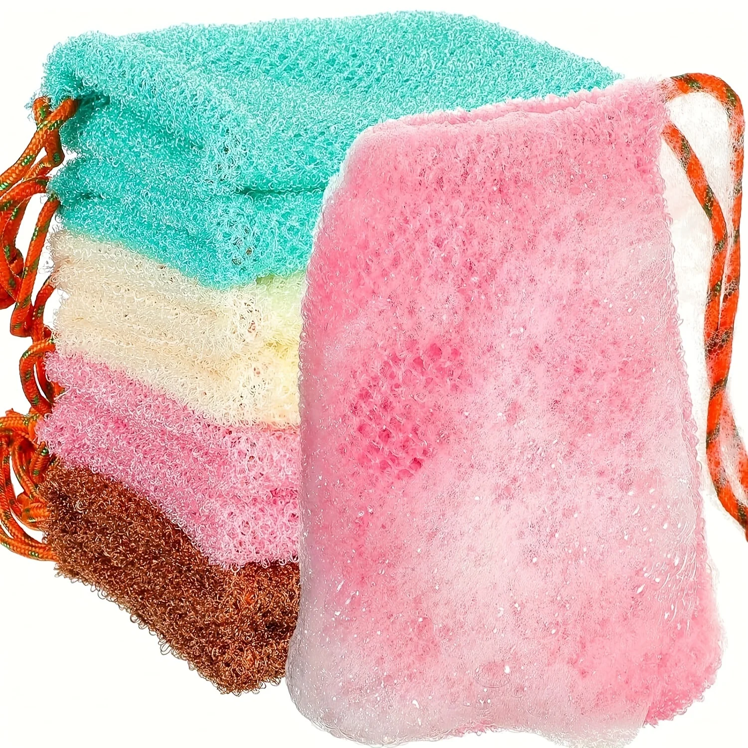 Soap Pouch Mesh Soap Saver Pouch Holder Exfoliating Net Loofah Bags for Shower Bubble Foam Net Bath Pocket for Women Men Girls