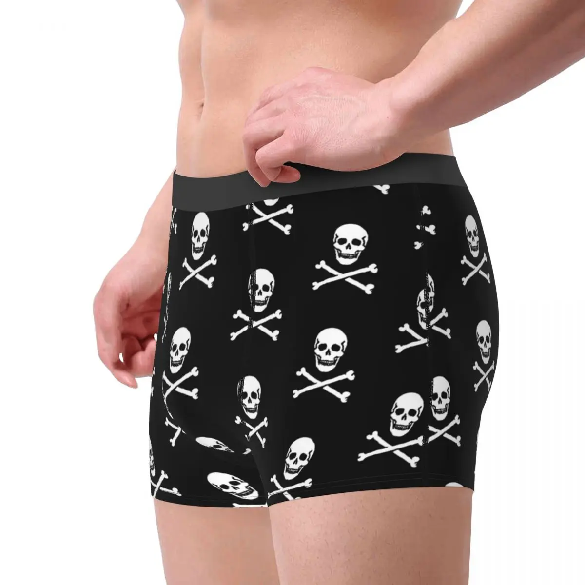 Skeleton Skull Bone Jolly Roge Underpants Homme Panties Men\'s Underwear Comfortable Shorts Boxer Briefs