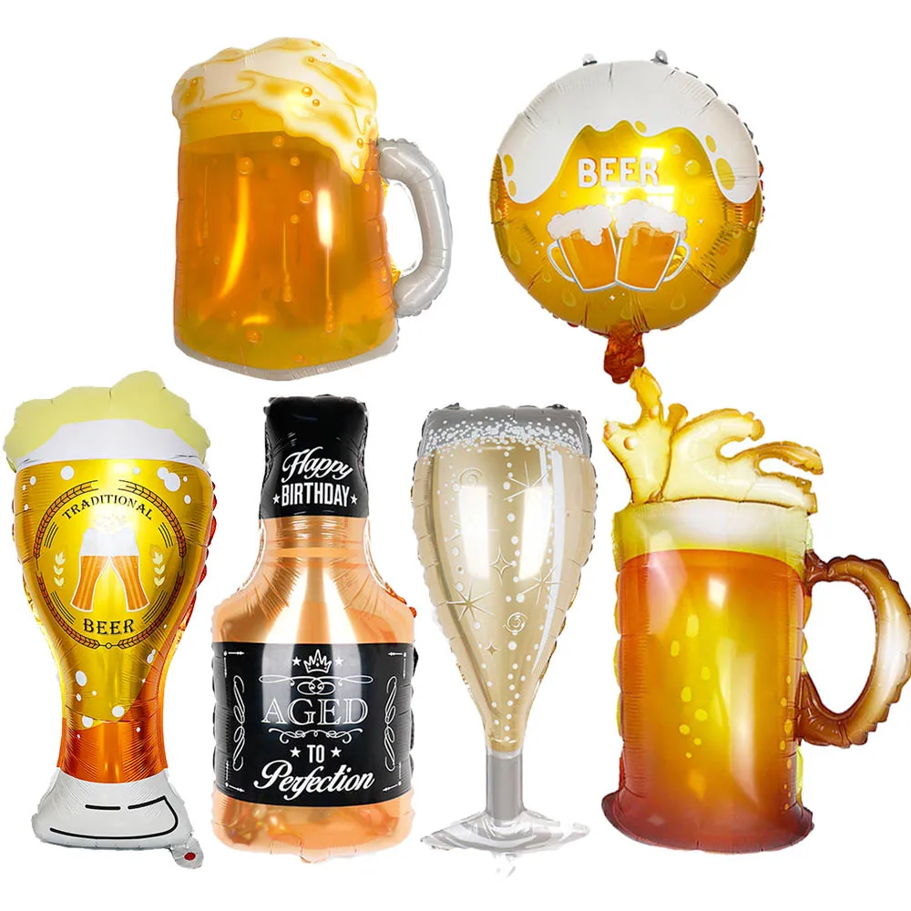 Vasos de Cerveza, Whisky y Champaña para Fiestas de Cumpleaños de Adultos, Globos con Frases de Cerveza, Decoración para el Día del Padre, 30, 40, 50, 60 Años