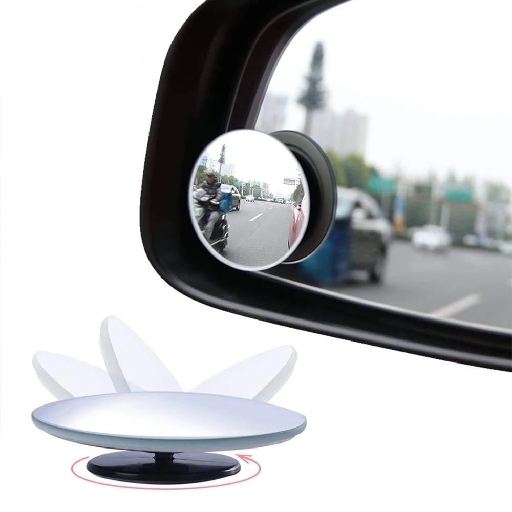 2PCS 360 Degree Adjustable Car Rearview Convex Mirror for Car Reverse Wide Angle Vehicle Parking Rimless Mirrors HD Blind Spot