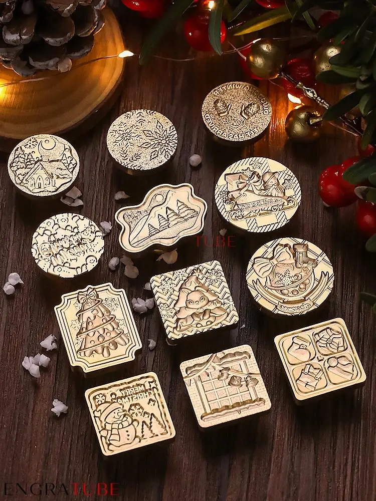 3D Embossed Christmas Wax Seal Stamp Snow Winter Village Gift Snowflake Elk Tree For Envelope Invitation Gift Wrap Scrapbooking