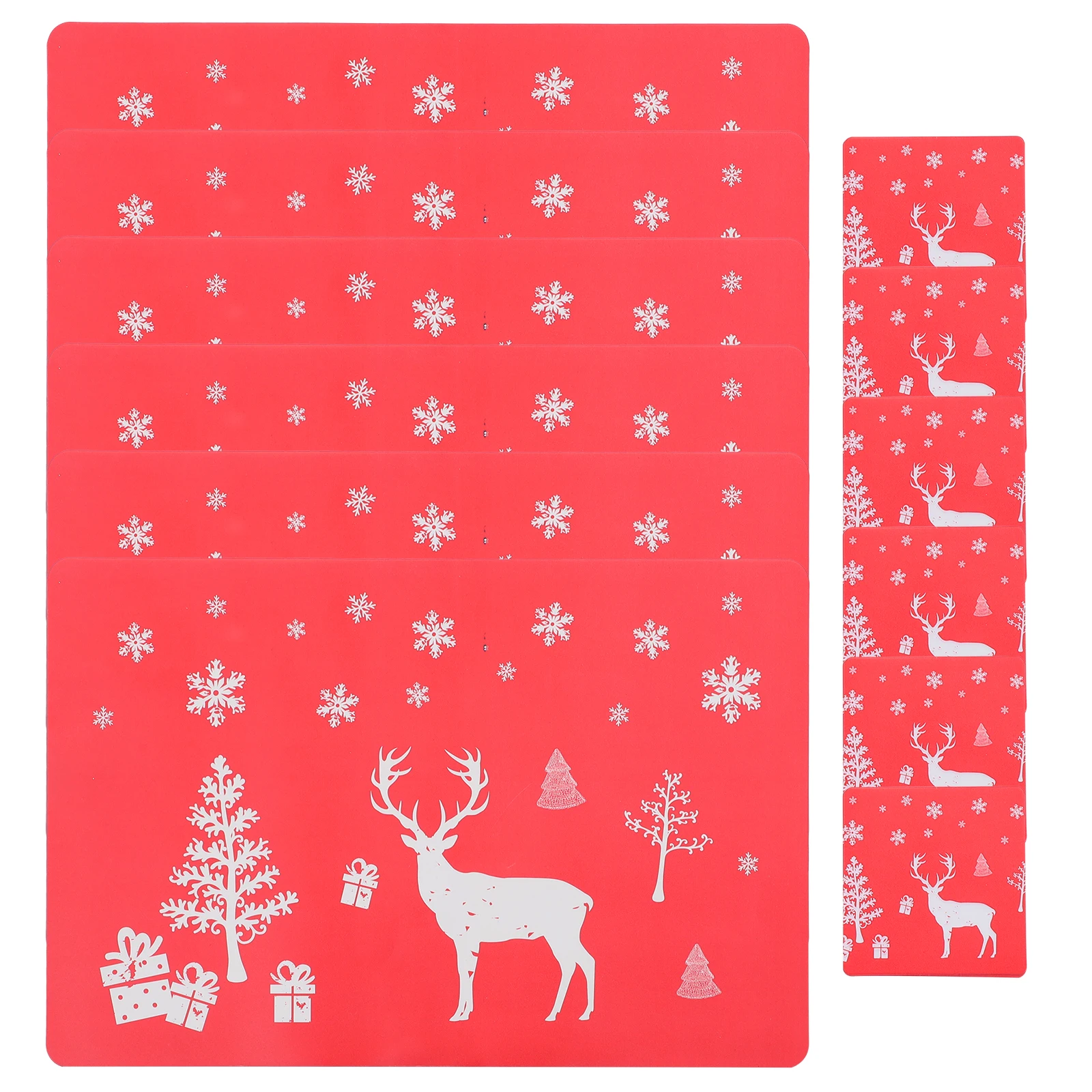 Ensemble de napperons de noël en Pvc, 12 pièces, tapis de Table résistants à la chaleur, Protection contre les taches, pour la maison, le Restaurant, cerf rouge, facile
