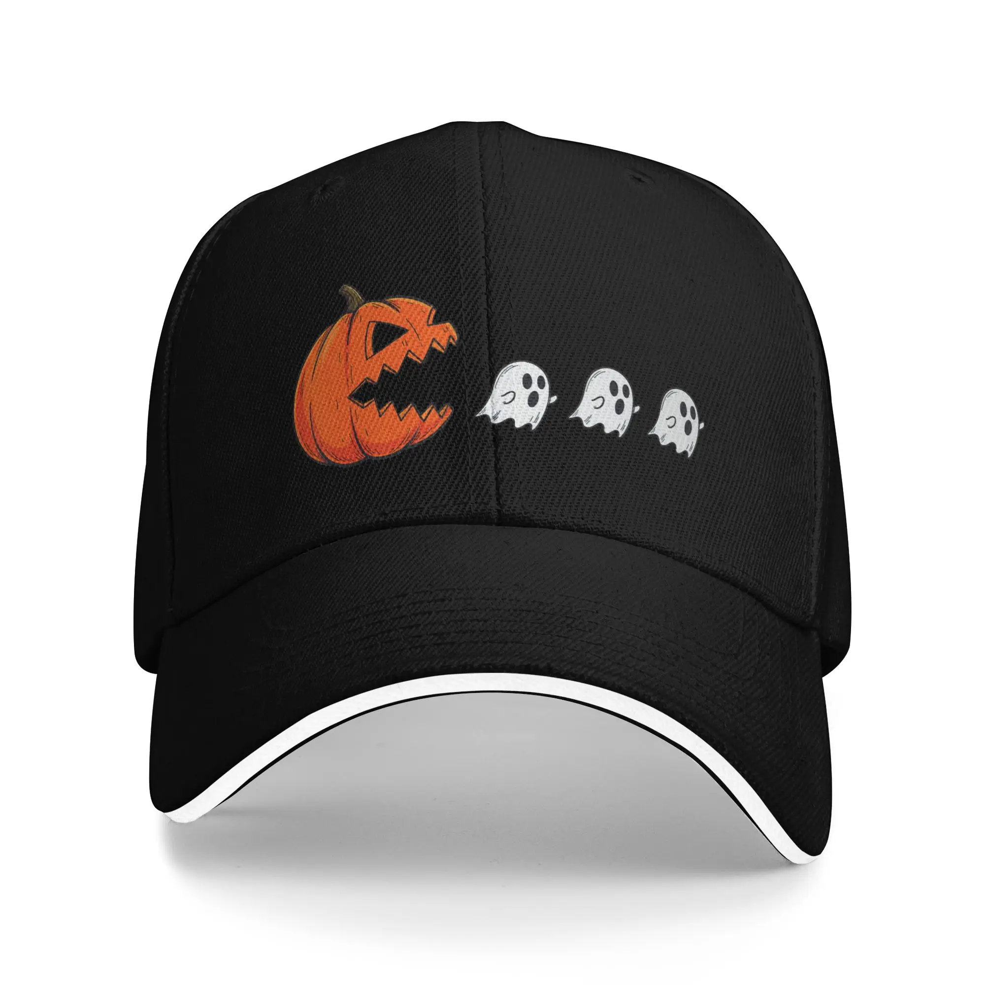 Funny Halloween Pumpkin Eating Ghost Gamer Baseball Cap y2k Funny Unisex-Teens Hip Hop Hats Wholesale Baseball Caps Gift Idea