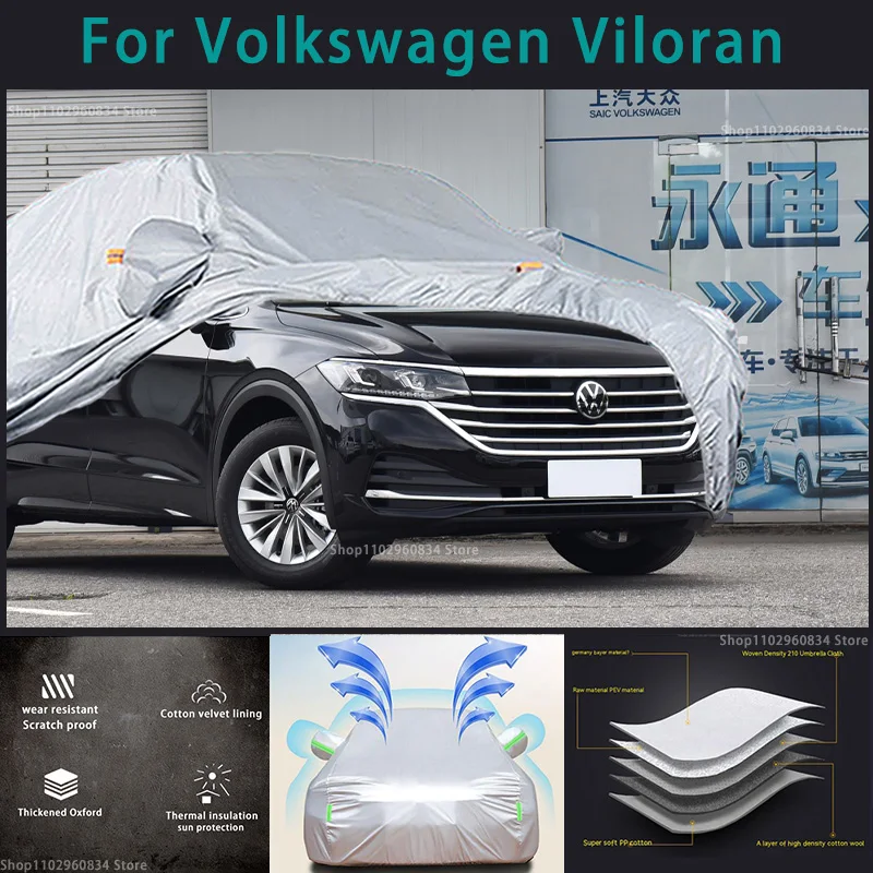 

For Volkswagen Viloran 210T Full Car Covers Outdoor Sun uv protection Dust Rain Snow Protective Anti-hail car cover Auto cover