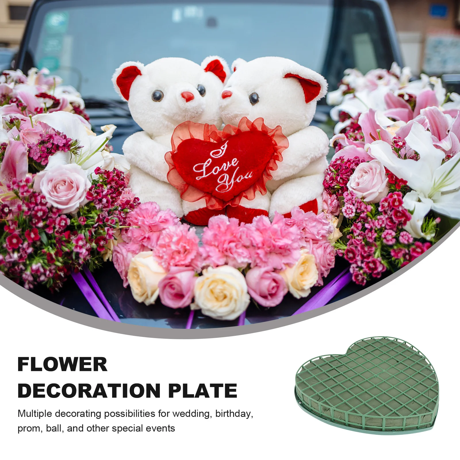 Placa de barro de flores DIY, diseño de ventosa verde grande, fácil instalación, uso, accesorios de decoración Floral para coche de boda, barro de flores
