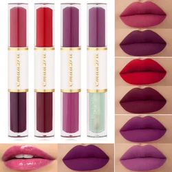 Two-color Lipstick Lip Gloss Long Lasting Moisture Cosmetics Lipstick Matte Lip Stick Waterproof Lips Make Up Purple Red Lip 1pc