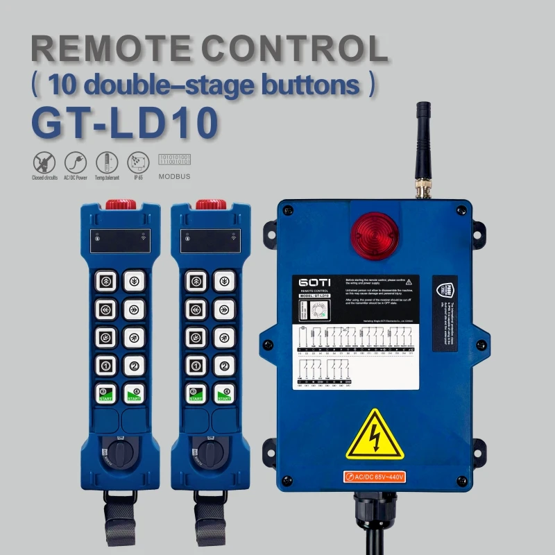 GT-LD10 Industrial Radio Wireless Crane Remote Control 10Dual Switch Replace UTING F24-10D TELEcontrol TELECRANE