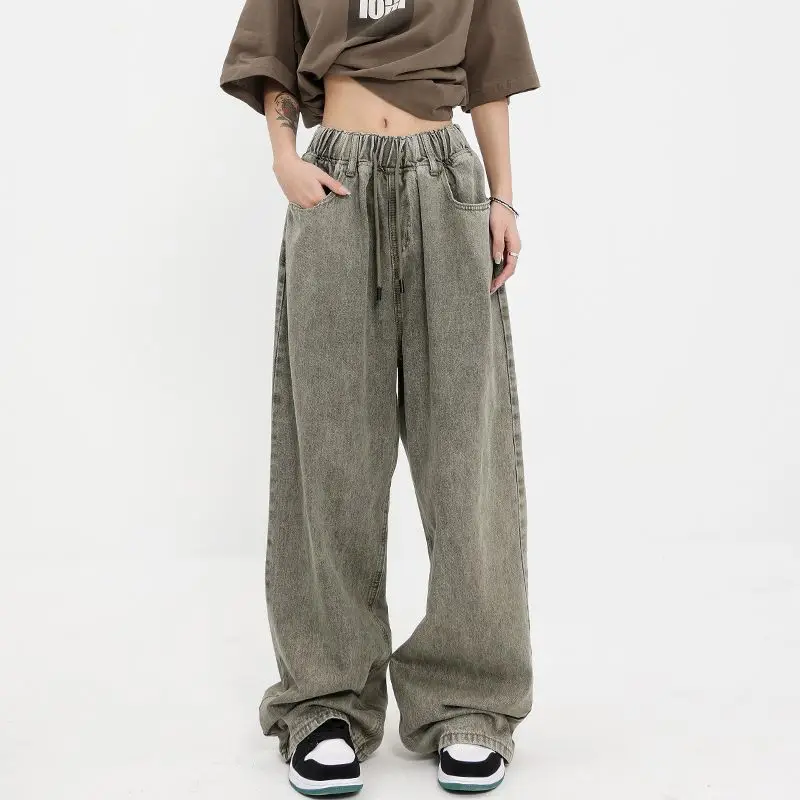 Street American Hip-Hop Männer und Frauen Retro Straight Leg Jeans mit trend igen und personal isierten Design Wide Leg Casual Pants y2k