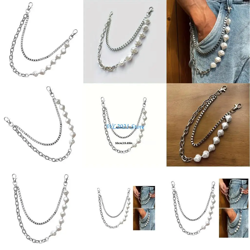 

G5GC Irregular Imitation Pearls Beads Pants Chain Pants Jewelry Alloy Texture