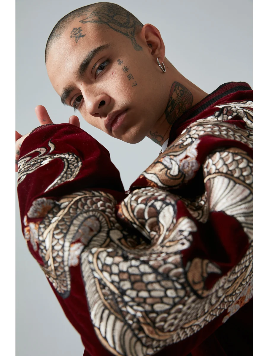 

2024 Embroidered Dragon Zodiac Heavyweight Hamam Jaet ex Baseball Sle Outerwear Faionable Spring Autumn Winter Coat