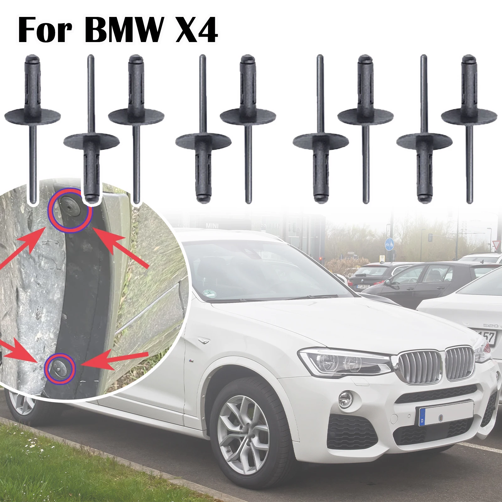 

20Pcs For BMW X4 F26 G02 F98 Wheel Arch Flares Mudflap Clip Linings Side Skirts Trim Rivets 2014 2015 2016 2017 2018 2019 2020