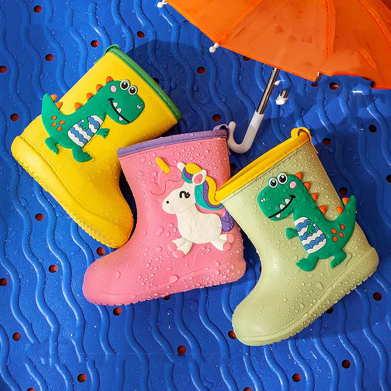 Kids Rain Boots Cartoon Unicorn Baby Boys Girls Rainboots Outdoor Water Shoes Waterproof Rubber Rain Shoes Children Muck Boots