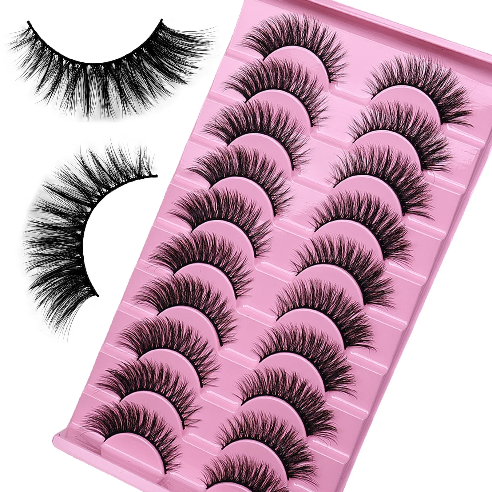 10 Pairs Fluffy False Eyelashes, Thick Natural Full Lashes, Dramatic Cat Eye Volume Faux Mink Lashes Extension