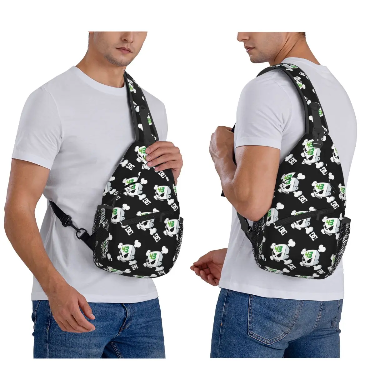 Ken Block Skull 43 Chest Bag Men Sling Crossbody Backpack Chest Bag Traveling Hiking Daypack Shoulder Bag