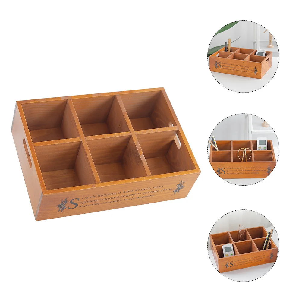 

Retro Storage Box Simple Multi-Grid Desktop Organizer Container For Home Sundries Wooden Compartment Storage Holder Room