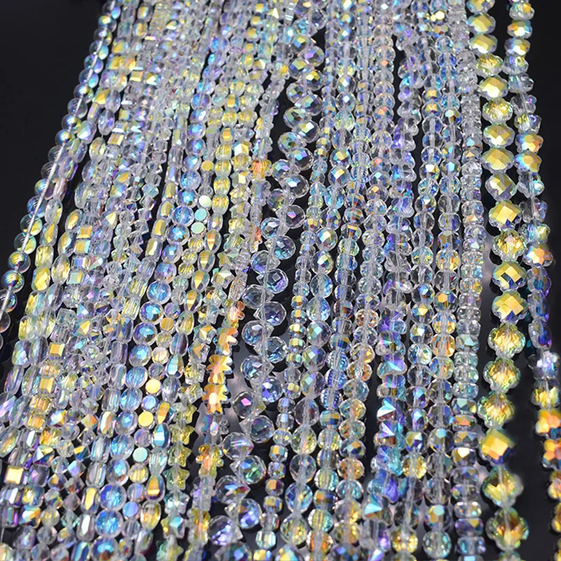 A Quality Transparent Crystal Glass Beads AB Color Heart Star Bear Clover Faceted Loose Spacer Beads For Jewelry Making DIY