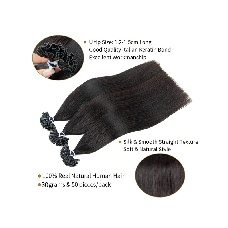U تلميح الانصهار وصلات شعر مسمار نصائح الشعر البشري Italiana 1.5 سنتيمتر طويل الكيراتين الشعر الترابطات 12 16 20 24 بوصة