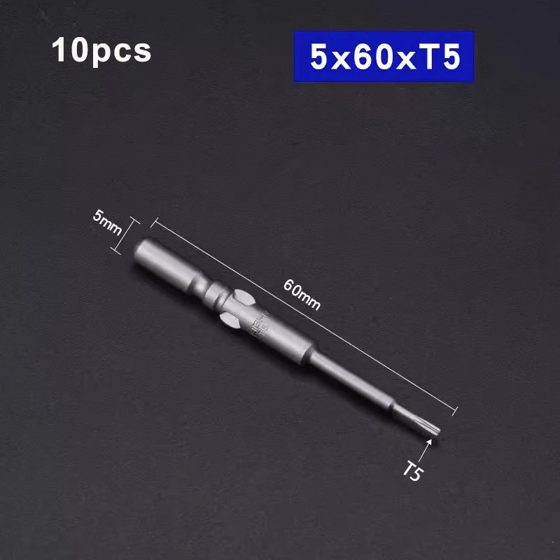 10pcs/lot 60mm/100mm/120mm/150mm length 801 5mm Round Shank Magnetic Torx Screwdriver Bit T3 T4 T5 T6 T7 T8 T10 T15 T20 T25 tool image 3