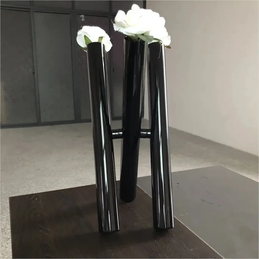 10pcs) Wedding crystal glass Table flowers trumpet cyliner Vase Black vases clear glasses cylinder flower vase for wedding 2705